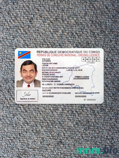 Kongo krajowe prawo jazdy fotowygląd szablon PSD